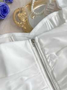 EZNV 1 chiếc áo hai dây hở lưng gợi cảm màu trơn, áo lót xương cá hở vai đa năng - trắng - Xem 11