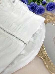 EZNV 1 chiếc áo hai dây hở lưng gợi cảm màu trơn, áo lót xương cá hở vai đa năng - trắng - Xem 10