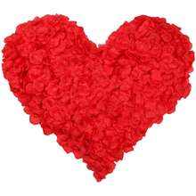 100/1000 片丝绸玫瑰花瓣，红玫瑰花瓣装饰，假玫瑰花瓣玫瑰人造花瓣适用于婚礼、情人节、浪漫之夜、生日、求婚周年纪念花卉装饰 - 紅色 - 查看 1