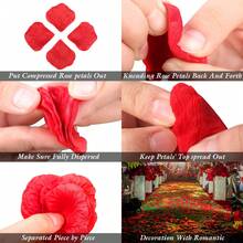 100/1000 片丝绸玫瑰花瓣，红玫瑰花瓣装饰，假玫瑰花瓣玫瑰人造花瓣适用于婚礼、情人节、浪漫之夜、生日、求婚周年纪念花卉装饰 - 紅色 - 查看 3