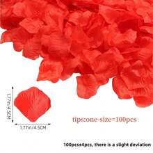 100/1000 片丝绸玫瑰花瓣，红玫瑰花瓣装饰，假玫瑰花瓣玫瑰人造花瓣适用于婚礼、情人节、浪漫之夜、生日、求婚周年纪念花卉装饰 - 紅色 - 查看 2