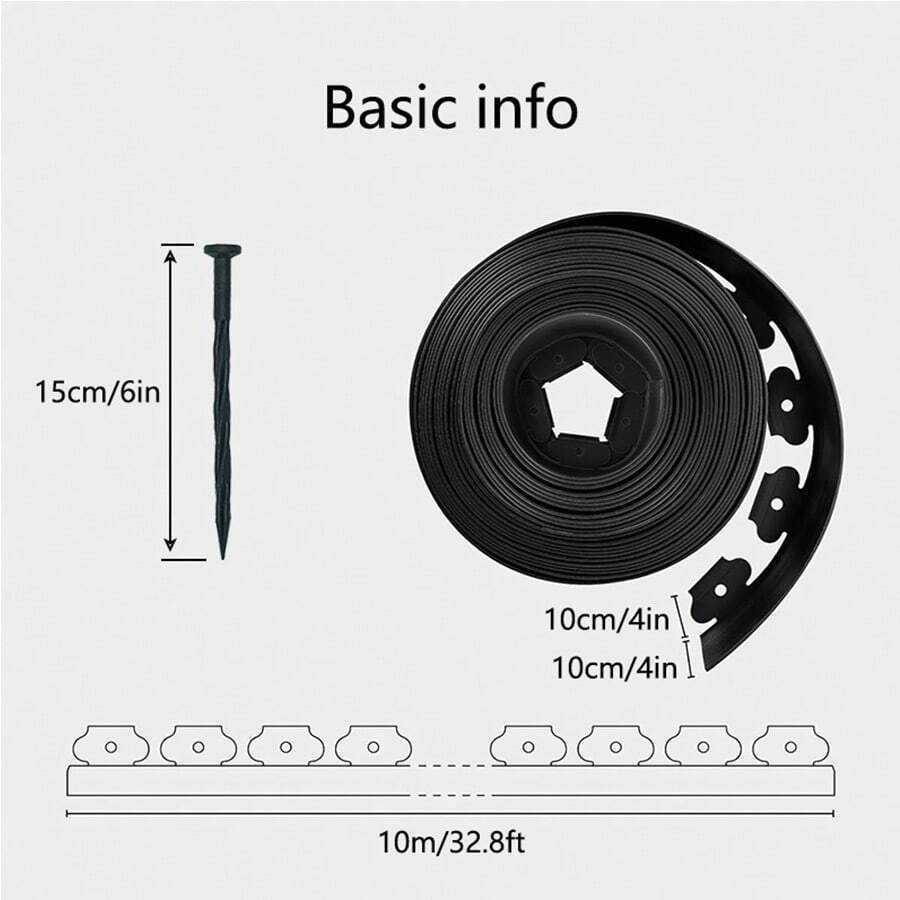 4 "High, 32.8 Ft NoDig Landscape Edge Plastic Landscape Edge Kit With