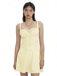 Women's Summer Corset Mini Dress Lace Up Backless A-Line Flowy Sundress Going Out  Fashion Party Dresses Graduation Dresses For Women - Màu vàng - Xem 7