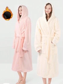 1 chiếc áo ngủ nữ, áo choàng tắm bằng vải nỉ san hô, mềm mại, gia đình, phòng tắm, đây là món quà hoàn hảo cho mẹ, vợ hoặc bạn bè của bạn, những chiếc áo choàng tắm dành cho phụ nữ này là lựa chọn tuyệt vời làm quà tặng sinh nhật tiếp theo hoặc quà tặng cho lễ hội và ngày lễ sắp tới. Mùa thu và mùa đông - Nhiều màu - Xem 2