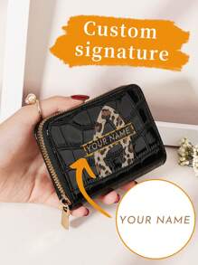 Gepersonaliseerde naam handtekening krokodillenprint brief bloem ontwerp mode meerdere kaartvakken kaarthouder portemonnee, verjaardagscadeau, Valentijnsdag/Moederdag cadeau, portemonnees en tassen dames, Tendencia Local
