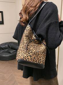 Bộ 1 túi đeo vai họa tiết da báo, túi đeo nách, túi đeo chéo dùng hàng ngày cho nữ mùa thu/đông - Nhiều màu - Xem 2