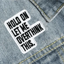 1pc Hold On Let Me Overthink This Embroidered Rider Patch Iron-On Sew-On Badge Personalized DIY Clothing Accessory Embroidery Sewing Iron-On Fabric Patch Clothing Decoration Patch Badge Brooch Shoes Hat Bag Accessories Hole Repair Embroidery Patch - White - View 4