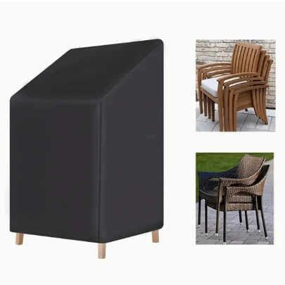 1 件装可堆叠户外椅套防水防尘，花园庭院家具套堆叠椅子 210D 牛津布，休闲椅套户外堆叠椅子，适用于所有天气保护，黑色，120 * 70 * 64 * 64CM，包，收纳袋，收纳