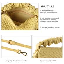 Túi xách thời trang LIKEBAG Túi xách nữ thủ công tinh khiết Túi đeo chéo vai thiết kế xếp ly cổ tay giản dị - Màu vàng - Xem 9