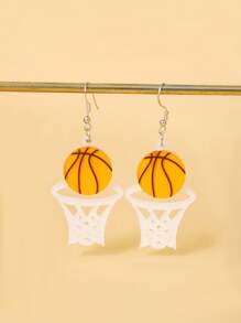 1 Cặp Bông Tai Nối Lưới Bóng Rổ Đính Kim Sa Lấp Lánh Dành Cho Nữ, Bông Tai Phóng Đại Cá Nhân Hóa Cho Nữ, Quà Tặng Tinh Tế Và Đặc Biệt Cho Phụ Nữ - Nhiều màu - Xem 2