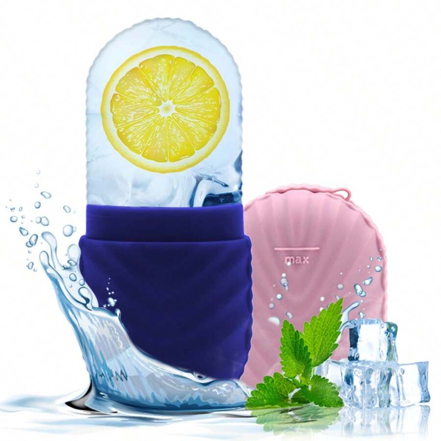 Herramientas de belleza para aplicación de hielo facial: Molde de hielo en cuadrícula, Película de cubitos de hielo, Rodillo de hielo, Compresas frías a rayas