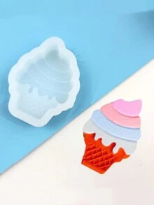 1 Khuôn nến silicon, Khuôn sáp thơm hình kem, Phụ kiện trang trí nhà bằng đá thơm tự làm - trắng - Xem 3