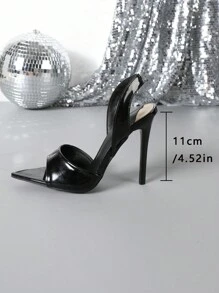 Women's Pointed Toe Red Cross Strap Stiletto Heel Mule Sandals - Black - View 6