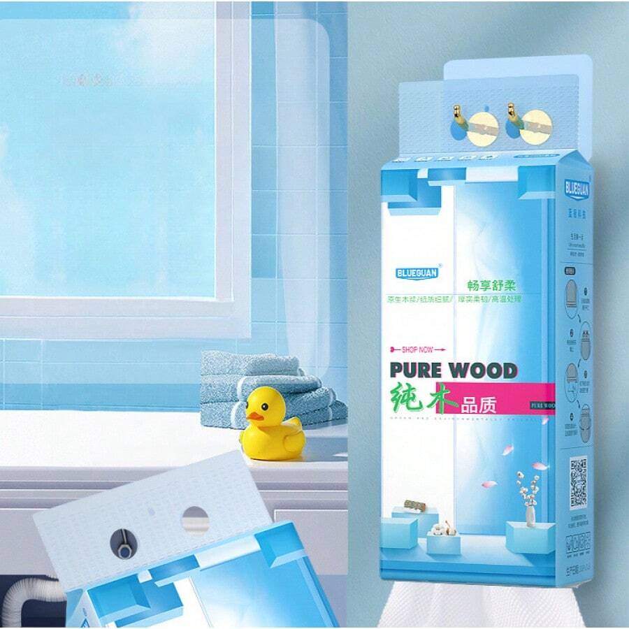 Khăn giấy lau mặt 180mm*145mm, Khăn giấy dày treo, Gói lớn, Dùng cho gia đình và phòng tắm, Không kèm móc treo - Nhiều màu - Xem 1