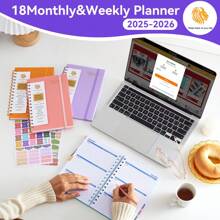 2025 日记计划笔记本 - 每日、每月、每周视图 - 带标签、弹性笔环和内袋的 A5/A4 办公室约会笔记本 - 2025 年 1 月至 12 月的成人英文日历笔记本,带来时间表、新记事本、圣诞节和新年礼物。 - 彩色 - 查看 3