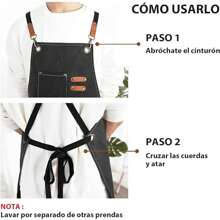 Delantales de Cocina, Delantales de Chef con Correa Ajustable, Mandil Parrillero,Delantal para barbacoa, delantal impermeable para cocina, delantal de mezclilla, delantal con ribete y bolsillo deslizante para barbacoa, camarero, barbería,Delantal de Cocina con Bolsillos para Mujeres Hombres, chef mandil de Bartender, Adecuado para Restaurante,Hogar,Barbacoa,Jardinería - Negro - Ver 6