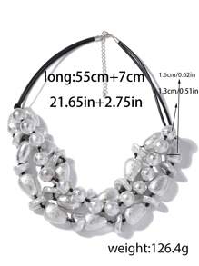 1 chiếc vòng cổ nhiều lớp CCB Asymmetrical Silver Ingot - Vòng cổ nhiều lớp phóng đại - Xem 7