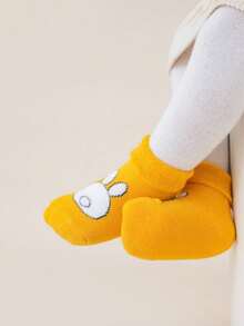 5 đôi tất giữ nhiệt dày màu trơn cho bé có họa tiết hoạt hình, phù hợp cho mùa thu đông - Nhiều màu - Xem 3