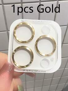 1pc CD Pattern Integrated Mobile Phone Lens Protective Film, Compatible With Apple Mobile Phone Lens Film Gift For Birthday, Family, Friends Lens Protector, Phone Accessories Waterproof Shockproof Anti-Fall Anti-Fall Scratch Resistant Anti-Fingerprint Full Cover - Gold - View 4