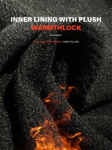 1pc Ribbed Velvet Seamless Top, 2in1 With Built-In Cup, Front Snap Button, Long Sleeve, Black, Autumn/Winter