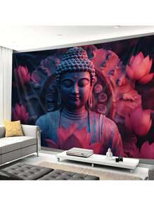1 件佛像印花挂毯，家居装饰，现代涤纶方形装饰挂毯，适用于客厅和卧室，房间装饰，房间旗帜，挂毯 - 彩色 - 查看 8