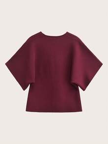 Minimalist Knitted Solid Color V-Neck Short Sleeve Cardigan, Elegant