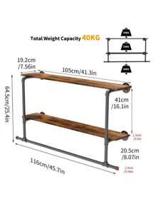 重型衣架壁挂式管衣架 2 层浮动搁板，春季、简约、夏季上衣