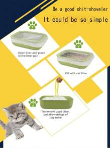 一次性猫砂袋、无尘宽松垃圾袋、抽绳便携式猫砂盆袋、加厚猫砂盆内衬袋 - 白色 - 查看 10