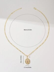 1pc 14K Gold-Plated Copper Alloy Zirconia Carved Virgin Mary Pendant Necklace, European & American Style, Suitable For Mothers, Couples, Sisters, Friends Gifts, Daily And Festival Wear, Prayer