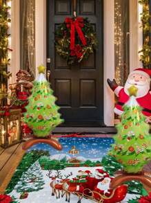 4 件圣诞树充气气球、圣诞装饰大型 3D 圣诞树铝箔气球、圣诞装饰品、充气雪人立式气球、主题派对背景、庭院装饰、圣诞户外派对装饰、家居装饰、新年装饰、商场橱窗装饰 - 彩色 - 查看 8