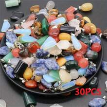 15/20/30pcs Natural Stone Charm Pendant, Various Styles Like Teardrop & Heart Shape, Suitable For Jewelry Making Valentines