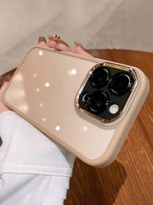 Funda de cámara de metal de lujo compatible con iPhone 17 Air 16 15 14 13 12 Pro Max 11, con letras transparentes mate y protección de lente para iPhone 15 Pro Max