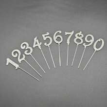1个/10个合金水钻金色数字0-9蛋糕装饰插牌 生日装饰 婚礼装饰 数字蛋糕装饰 - 彩色 - 查看 7