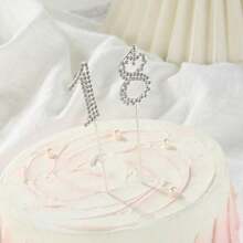 1个/10个合金水钻金色数字0-9蛋糕装饰插牌 生日装饰 婚礼装饰 数字蛋糕装饰 - 彩色 - 查看 3