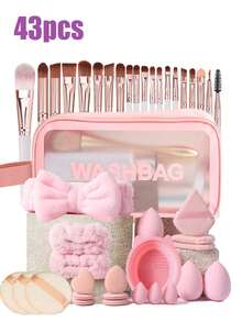 1pc Makeup Sponge, 20pcs Makeup Brush Set Including Face Brush, Eye Brush, Eyebrow Brush, Foundation Brush, Blush Brush, Mixing Brush, Concealer Brush, Lip Brush, Detail Brush, Nose Contour Brush, Eyeliner Brush, Powder Brush, Nail Brush, Face Mask Brush, Clay Mask Brush, Highlighter Pencil, 1 Headband + 2 Wristbands, 1 Makeup Brush Cleaning Bowl, 3 Makeup Sponges, 3 Mini Makeup Sponges, 3 Round Powder Puffs, 3 Triangle Powder Puffs,Giveaways,Professional Makeup Brushes,Complete Makeup Set - Multicolor - View 15