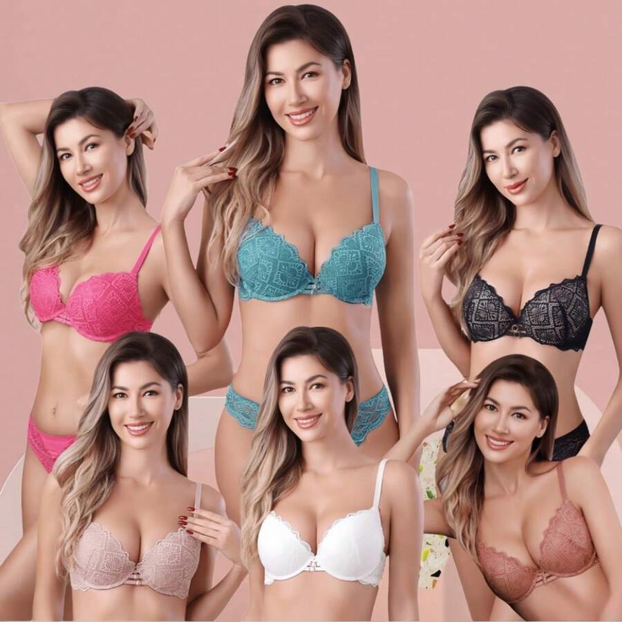 Z&D Lingerie Set With Underwire With Lace And Padded Thong Panties 8027 - MultiWarna - View 1