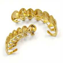 THATBOY 18K Golden Silvery Plated HIP HOP Teeth Grillz Top & Bottom Grills Set With Silicone Real Shiny Vampire Tooth Sets