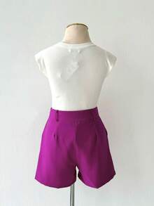 Female Fashion Shorts Women's Tailored Casual Versatile Front Pockets Zipper With Buttons - 玫瑰紅 - 查看 2