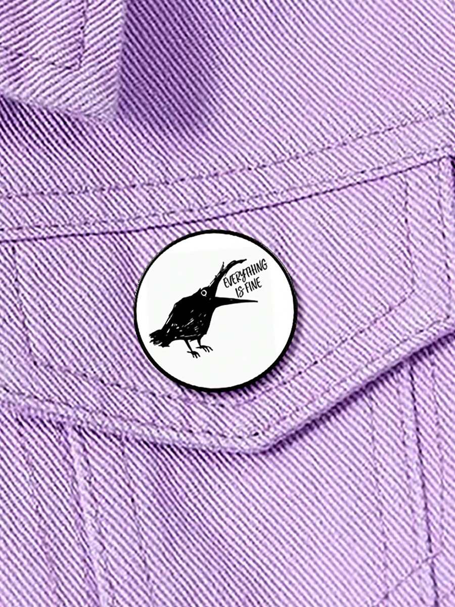 1 件黑色幽默鸟一切都很好设计印花别针定制新款时尚胸针配饰男女万圣节礼物 - XZ8296 - 查看 1