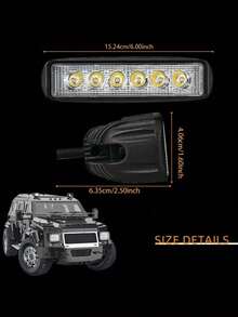 1pc LED Car Work Light, 6 LED Spotlight, 18W White Light Illumination, Car Driving Auxiliary Lighting, High Brightness Lamp - Work Light - View 3