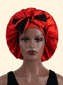 Touca de dormir feminina de cetim com faixa elástica longa, dupla camada, ajustável, bicolor, protege cabelos cacheados e trançados. Ideal para o Dia dos Namorados. - Multicolorido - Ver 18