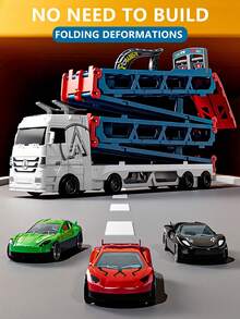 变形金刚飞奔货运卡车可折叠储物箱轨道车滑行合金玩具车儿童 - 彩色 - 查看 3