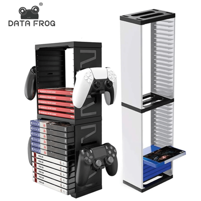 DATA FROG DATA FROG Video Game Storage For PS 5/ PS 4/ PS3/ Xb Ox Series S X/Xb Ox Game Shelf Organizer For Playstation DVD Game Holder Tower