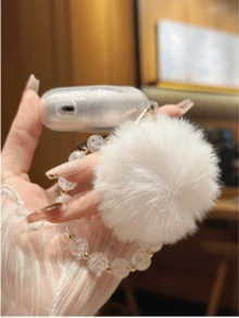 闪亮耳机盒配毛球吊饰串珠链AirPods4/1/2/3/Pro/Pro2 - 彩色 - 查看 7