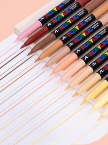 Soft-Head Skin Color Acrylic Marker Waterborne Odorless 12 Color /24 Color/Flesh Color Body Painting Washable Painting Pen Professional Multi-Color Painting Graffiti Marker - Multicolor - View 1