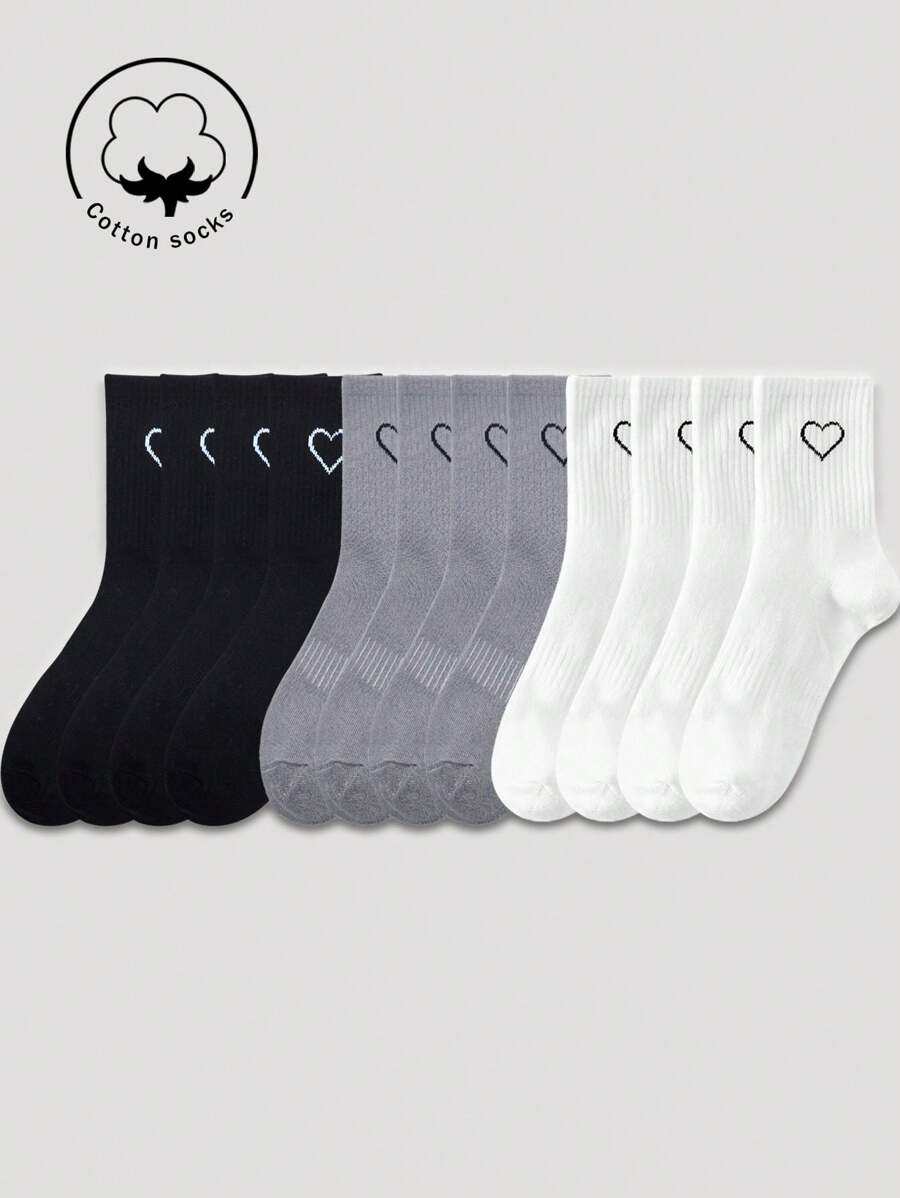 3/6/9 Pairs Women Cotton Ankle Socks, Gray, White, Black, Cute, Suitable For Autumn, Winter, Spring, Summer, Breathable Mesh Details, Moisture-Wicking, Soft And Smooth, Suitable For Various Occasions Like Festivals, Sports, Casual, Business, All Seasons, Random Color Combinations