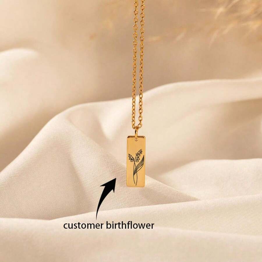 Birth Flower Necklace, Engraved Floral Necklace, Personalized Birth Month Jewelry, Necklace For Mom, Christmas Gift For Her, Bridesmaid Gift - Multicolor - View 1