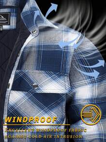 KEFITEVD Men's Flannel Shirt Jacket Winter Warm Fleece Lined Plaid Coat Button Down Shirt With Pockets - Xanh và trắng - Xem 4