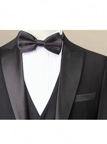 2pcs/Set Men's Formal Black Notched Lapel Suit, Gentleman Party Tuxedo Set With Jacket And Pants - Black - View 6