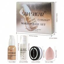 SAM SUGAR 4-Piece Makeup Base Set Pre-Makeup Emulsion Powder Loose Powder Makeup Egg Set - E - 查看 8